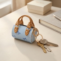 Mini porte-clés bleu en cuir PU avec fermeture éclair, breloque pour sac, cadeau promotionnel pour sacs