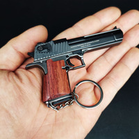 Collection tactique pour hommes, cadeau, poignée en bois, mini pistolet en métal 3D, Desert Eagle, porte-clés, pistolet, porte-clés