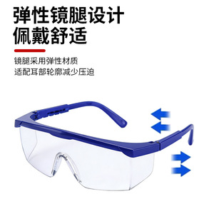 Safety Goggles Protective Eyewear With Blue Frame Transparent Lens For Industrial Use Dust Sand Protection Welding - Product Image 3