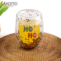 Tasse de café en verre thermorésistant pour enfants, avec des paillettes, d'eau, style boho, 12 oz, résistante à la chaleur, double paroi, pour les cadeaux de noël