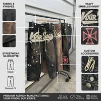 OEM Herren-Jeans mit Individueller Stickerei-Logo Öko-Monkey-Wash Vintage-Jeans Hip-Hop-Stil Lässige Acid-Wash Denim-Hosen