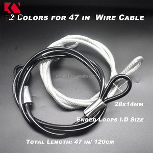 สายเคเบิลนิรภัยขนาด 4 ฟุต พร้อมเคลือบไวนิลใส สายเคเบิลเหล็กพร้อมห่วง สายสลิงลวดเหล็กชุบสังกะสี ขนาด 5 มม. สายรัดแบบถัก - Product Image 3