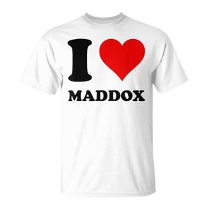 T-shirt I Love Maddox con design a cuore rosso, cotone bianco, taglia unisex per adulti - Product Image 2