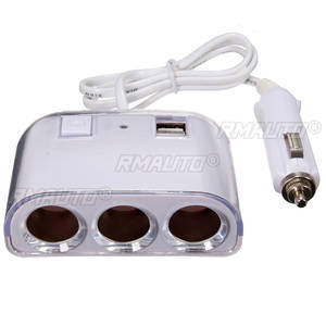 Adaptateur allume-cigare de voiture 3 prises 120W avec 2 ports USB et interrupteur, accessoire auto 12V 24V - Product Image 3