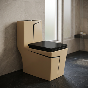 WC en céramique décorative indienne monobloc avec réservoir encastré, chasse d'eau siphonique à double débit, toilettes allongées pour projets - Product Image 6