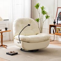 Günstiger Weißer Mehrfachverstellbarer Einzelner Power-Lift-Sessel aus Weißem Leder Komfortabler Sofastuhl mit Telefonhalter