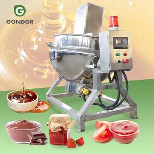 Olla de caramelo tipo sándwich de 100L con camisa de calor eléctrica a vapor y agitación inclinable para cocinar frijoles - Product Image 1