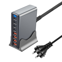Station de charge de bloc de chargeur USB C-Hub de charge USB multiple rapide 530W GaN 8 ports, adaptateur de chargeur pour ordinateur portable PD 140W amélioré