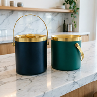 Seau à glace portable à double paroi en acier inoxydable 1,4L/2L/3L avec couvercle, résistant à la rouille, facile à nettoyer pour les hôtels, les bars, les KTV