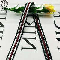 Ruban tissé jacquard multicolores en polyester 100% élastique, ruban décoratif