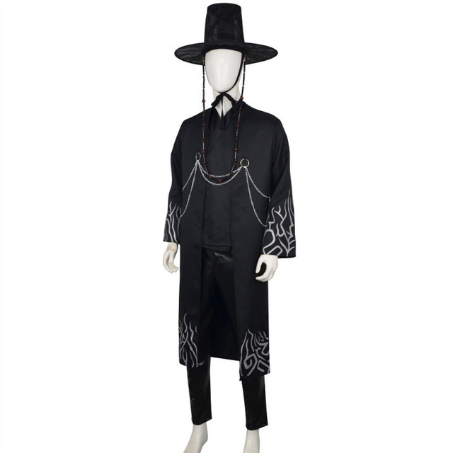 K-POP Demon-Slaying Girl Group Cosplay Saga Qin Yu Echo Cos Men's Black Polyester Stage Performance Outfit Set