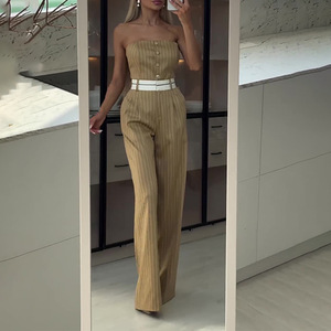Vente en gros d'été 2025 Street Fashion <span class=keywords><strong>Combinaison</strong></span> décontractée <span class=keywords><strong>kaki</strong></span> pour femmes - Product Image 3