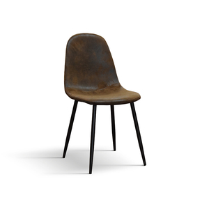 Juego de 4 sillas Costanza de cuero ecológico color castaño con base de metal para comedor interior - Product Image 1