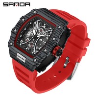 Montre à quartz pour homme SANDA 7044, tendance, lumineuse, date unique, cadran ajouré motif zèbre, montre-bracelet masculine unique, vente en gros