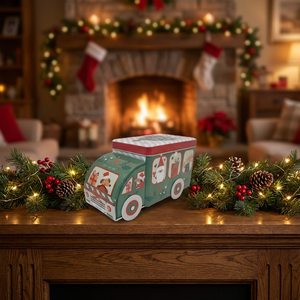JinKo - Caja de Metal Personalizada con Forma de Coche Navideño Verde y Rojo para Guardar Galletas y Dulces de Navidad, Puerto Rico, para Regalo de Fiesta Navideña - Product Image 6