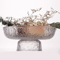 Bol à fruits en verre à motif solide, plateau à dessert en cristal pour usage domestique, plat de service sur pied de style japonais minimaliste et luxueux