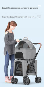 4 पहियों वाली लक्जरी जॉगिंग यात्रा पालतू घुमक्कड़ कैरेलोस पैरा पेरोस डबल ट्विन डॉग पालतू घुमक्कड़ बिल्लियों कुत्तों के लिए - Product Image 5
