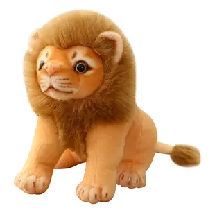 Stuffed animal plush toy life-like lion doll golden retriever lion doll creative realistic lying lion plush toy