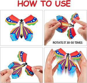 Carte de papillon volant magique Surprise à remonter papillon dans le livre bande de caoutchouc alimenté jouet volant de fée magique super cadeaux de noël - Product Image 3