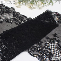 Großhandelspreis 22cm Zarte Schwarze Blumen-Stretchspitze Nähzubehör für Kleidung Nylon-Spandex-Material für Damen