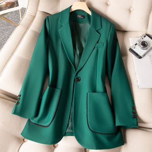 Jaket blazer wanita lengan panjang, jaket kerja <span class=keywords><strong>Formal</strong></span> wanita komuter satu kancing, lengan panjang baru musim semi 2024 dengan blus ramping - Product Image 4