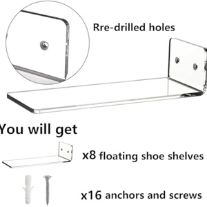 6 Pack Acrylic Collectible Floating Wall Mounted <b>Shoe</b> Rack Clear Sneaker <b>Display</b> <b>Levitating</b> JIC Brand America Origin - Product Image 6