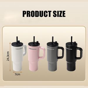 Nuevo Vaso Aislado de Acero Inoxidable 316, Vaso con Pajita de Gran Capacidad, con Asa y Logotipo Personalizado - Product Image 3