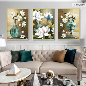 3 Stück Set handgemalte Blumen ölgemälde auf Leinwand gerahmte Blumen Wand kunst für Wohnzimmer Schlafzimmer Home Office Wand dekoration