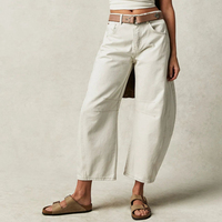 Pantalon Cheville en Jean Large Taille Mi-Haute Coupe Tendance Dernier Design Coupe Tonneau pour Femme, Vintage Ample Style Boyfriend 2025