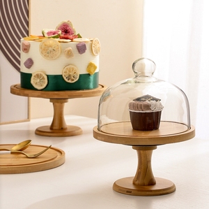 Support à gâteau <span class=keywords><strong>en</strong></span> <span class=keywords><strong>bois</strong></span> d'acacia, <span class=keywords><strong>plateau</strong></span> <span class=keywords><strong>tournant</strong></span> avec couvercle, présentoir rustique pour pâtisseries, biscuits, gâteaux, fête, vente <span class=keywords><strong>en</strong></span> gros OEM - Product Image 2