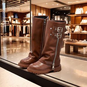 Nouvelles bottes longues vintage pour enfants, style automne-hiver, antidérapantes, avec fermeture éclair, pour filles - Product Image 4