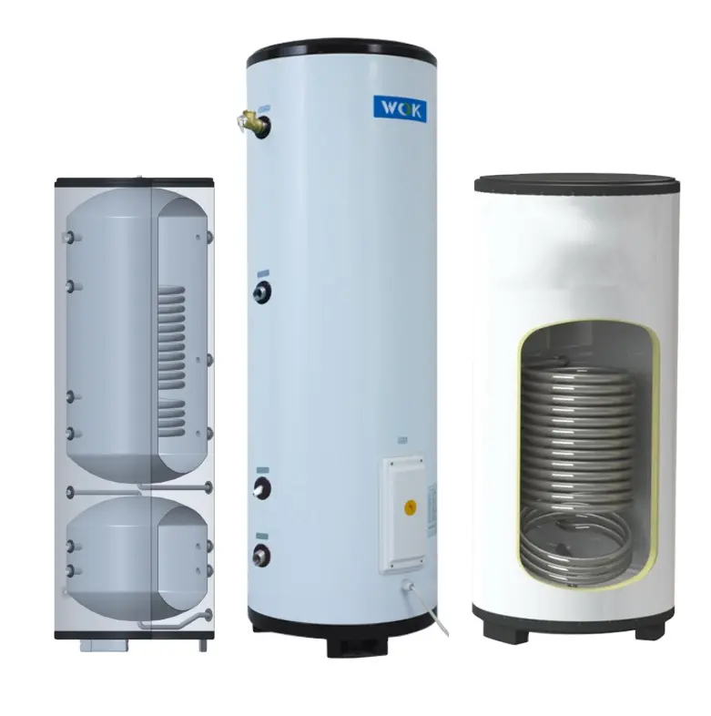 100L 200L 300L 300L 400L Heat yurtiçi sıcak su tankı ile ısı pompası sistemi için bobin ısı değiştirici su tampon tankı