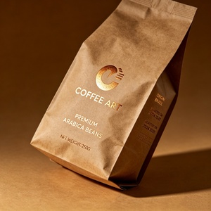 Custom Logo <b>Compostable</b> Paper <b>Bag</b> with PLA Lining High Barrier Food Pouch for Roasted Coffee Beans Flat Bottom Packaging - Product Image 5