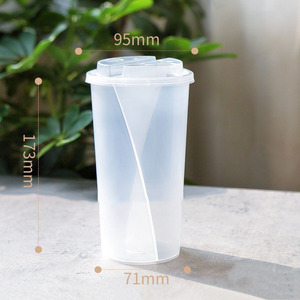 Gobelets jetables en plastique PP transparent pour café, jus, smoothie, gobelets à double compartiment, moitié et moitié, gobelets à bulles de thé Boba avec couvercle - Product Image 3