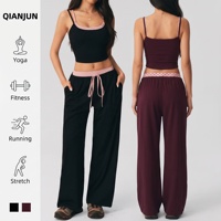 Ensemble 2 pièces d'été pour femme : débardeur court sans manches et pantalon large taille haute à cordon de serrage, décontracté et à séchage rapide