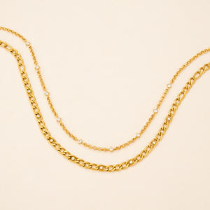 MYNECK 2026 NUEVO Conjunto de Collar de Cadena Cubana de Acero Inoxidable con Baño de Oro de 18K y Circonita, Estilo HIPHOP, para Mujer - Product Image 6