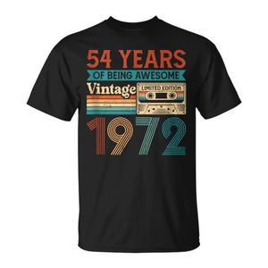 T-shirt vintage con stampa serigrafica del 1972, edizione limitata, per il 54° compleanno, girocollo, manica corta, unisex per adulti - Product Image 1
