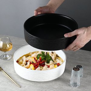 Mangkuk Keramik Minimalis Gaya Jepang Berkualitas Tinggi Warna Hitam Putih dengan Lapisan Bawah (Underglaze) Aman untuk Microwave, Cocok untuk Rumah & Restoran - Product Image 4