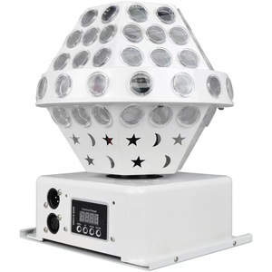 Luz LED de haz móvil RGBW de doble capa con forma de <span class=keywords><strong>platillo</strong></span> volador espacial, con control DMX512/activación por sonido para fiestas, discotecas y clubes nocturnos - Product Image 1