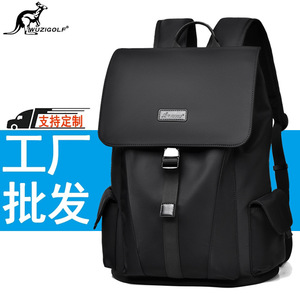 Wuzigolf Flap Style <b>Backpack</b> Black Unisex Laptop Bag With Usb Port For Business Travel Students - Product Image 1