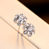 Anting-anting tusuk CZCITY 925 Perak Cantik untuk Wanita, Batu CZ Bentuk Bunga, Lapisan Rhodium, untuk Pertunangan, Pernikahan, Pesta, Kualitas Tinggi