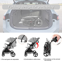 Poussette pliable à une main avec poignée avant amovible, 3 positions, pour bébés, nourrissons et tout-petits, avec grand panier de rangement