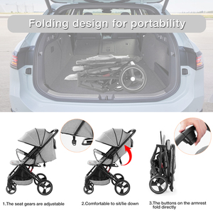 Phía Trước Xử Lý Có Thể Tháo Rời 3 Nếp Gấp Một Tay Nhanh Chóng Gấp Xe Đẩy Cho Trẻ Sơ Sinh Pram Trẻ Sơ Sinh Toddler Xe Đẩy Với Lưu Trữ Lớn Giỏ - Product Image 5