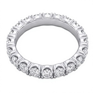 18K 14K Gold Plated Round Brilliant Cut Eternity <b>Band</b> Stackable Lab Diamond <b>Ring</b> IGI Certified 925 Sterling <b>Silver</b> Diamond <b>Ring</b> - Product Image 2