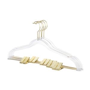 Cintres en plastique pour adultes, vente chaude du fabricant, cintre pour <span class=keywords><strong>pantalon</strong></span> transparent, cintres antidérapants avec pinces métalliques, utilisation sur balcon - Product Image 1