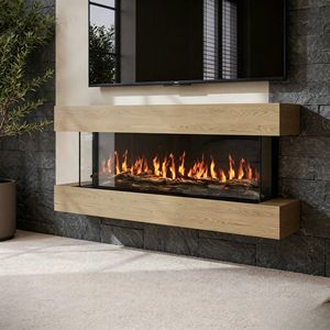 Chimenea Eléctrica Lineal de Pared con Repisa, Calentador con <span class=keywords><strong>Llama</strong></span> LED Multicolor para Sala de Estar o Pared de TV - Product Image 4