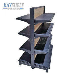 בוטיק חנות תצוגת מדפי משקאות חנות גונדולה מדפי עם עץ לוח אחורי - Product Image 2