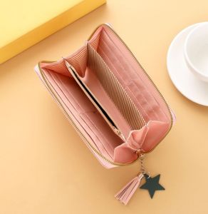 男女兼用リストレットクラッチバッグ女性用かわいい刺繍タッセル多機能カードスロットクレジットカードホルダーロング財布 - Product Image 5