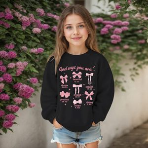 เสื้อฮู้ดเด็กผู้หญิงลายโบว์น่ารัก แขนยาว ผ้าถัก ระบายอากาศได้ดี สำหรับเด็กและผู้หญิง - Product Image 5