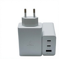 Cargador Rápido de 65W con Tres Puertos y Salidas Duales USB-C/USB-A, Compatible con Teléfonos Samsung, Enchufes UK/EU/US, 1 Año de Garantía